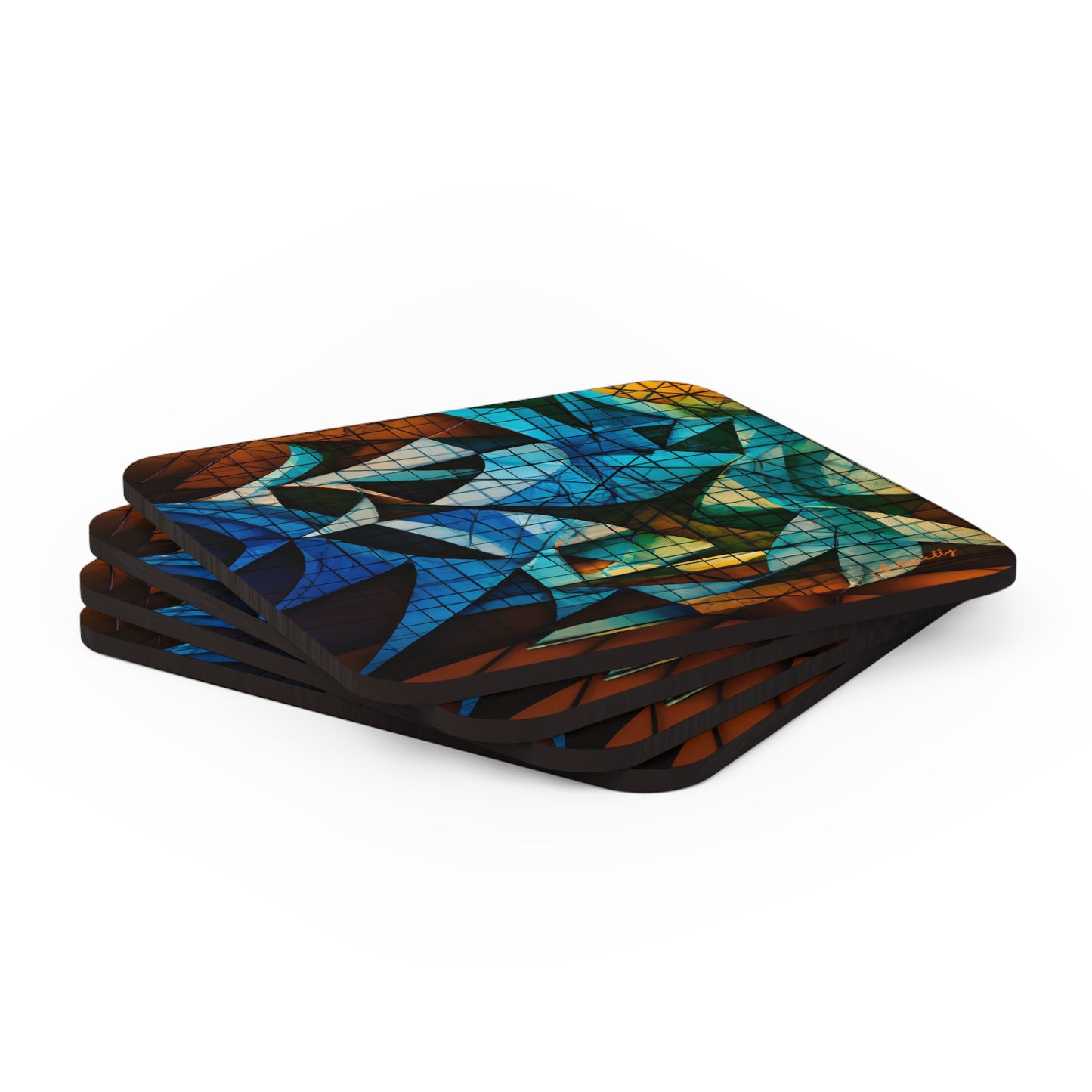 Janet Riggs - Applied Force, Abstractly - Corkwood Coaster Set of 4