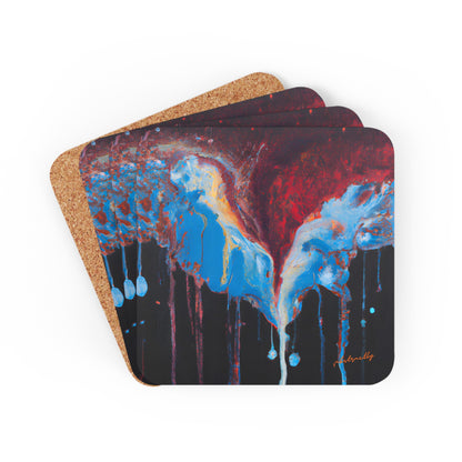 Quantum Quicksilver Crystal - Chemistry, Abstractly - Corkwood Coaster Set of 4