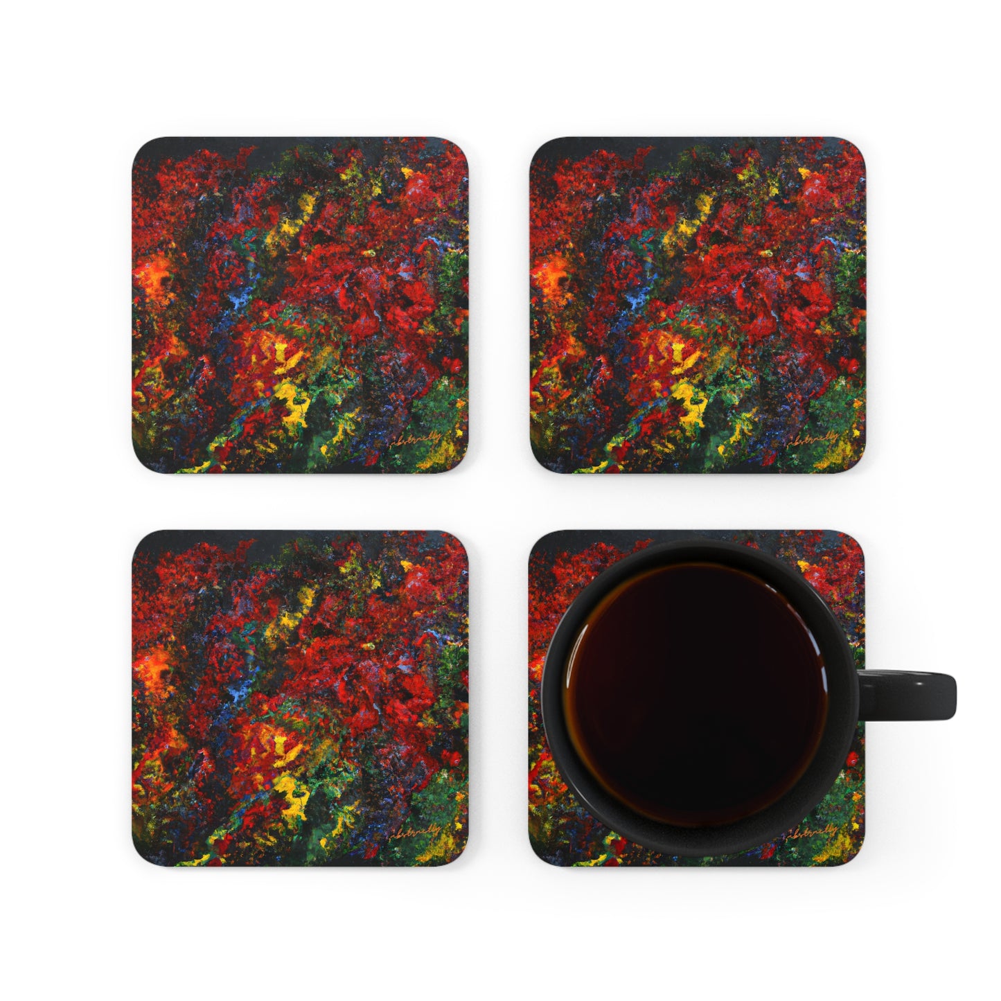 Frostfire Neonium - Chemistry, Abstractly - Corkwood Coaster Set of 4