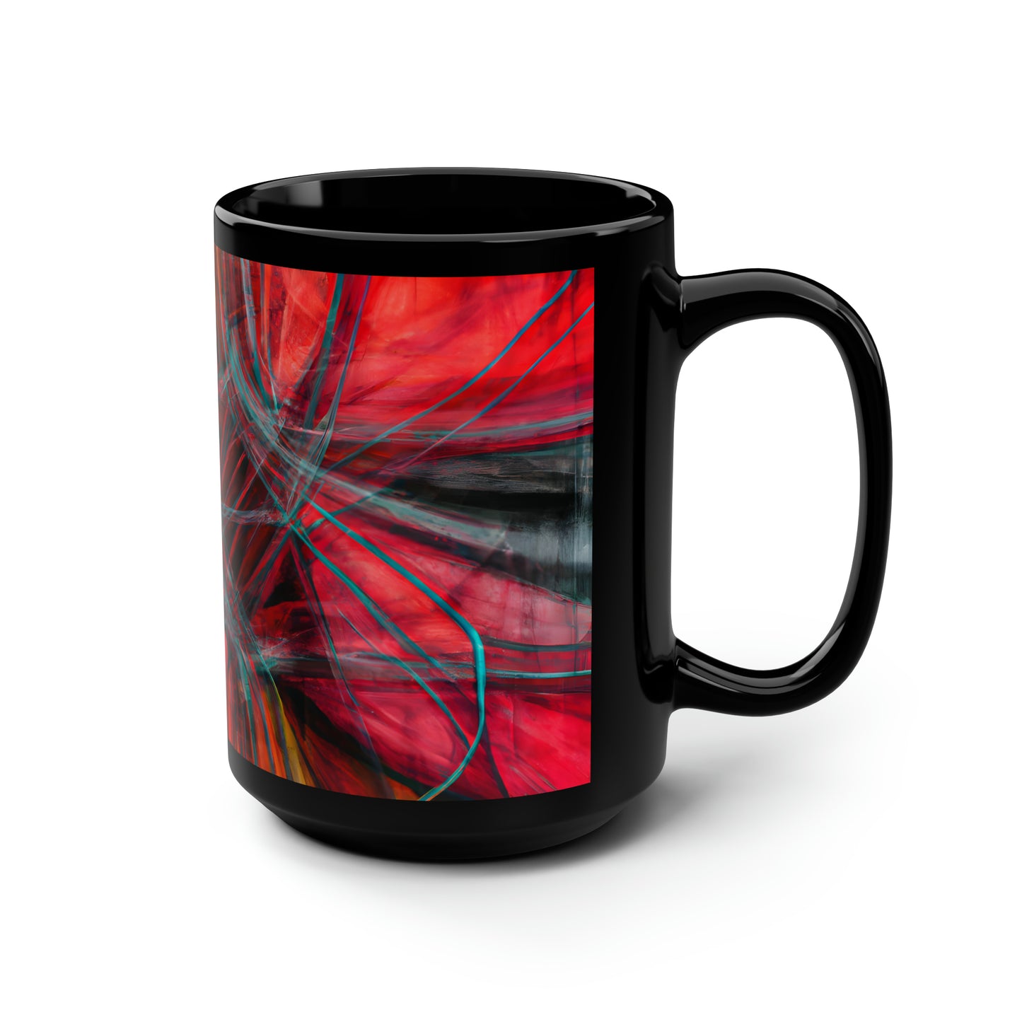 Lois Strauss - Electromagnetic Force, Abstractly - Black Ceramic Mug 15oz