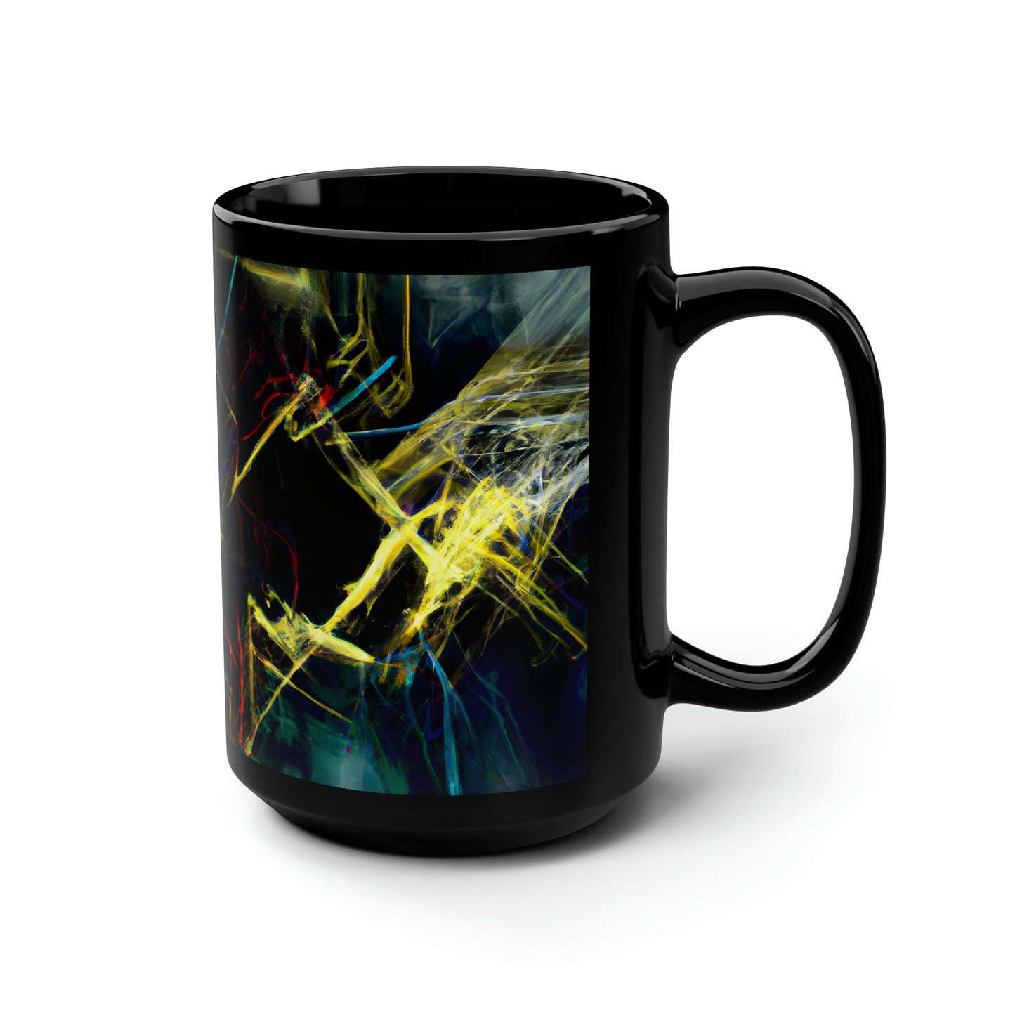 Connie Valdez - Electric Force, Abstractly - Black Ceramic Mug 15oz