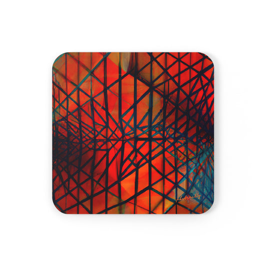 Harold Fitzsimmons - Tension Force, Abstractly - Corkwood Coaster Set of 4