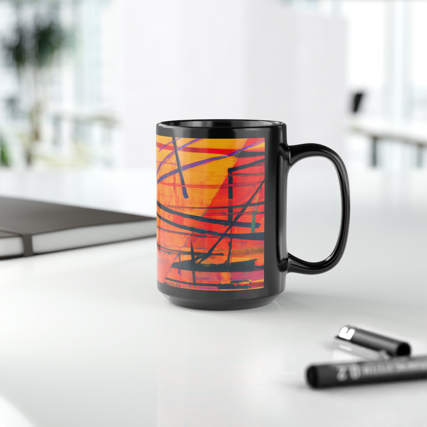 Alice Feldman - Electric Force, Abstractly - Black Ceramic Mug 15oz