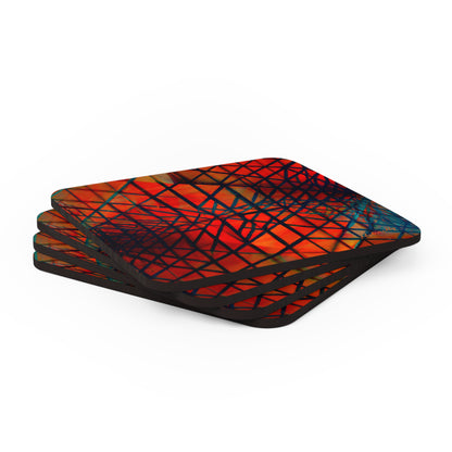 Harold Fitzsimmons - Tension Force, Abstractly - Corkwood Coaster Set of 4