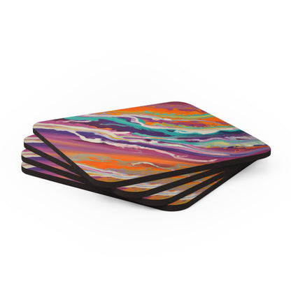 Gustavine Crystalidian - Chemistry, Abstractly - Corkwood Coaster Set of 4