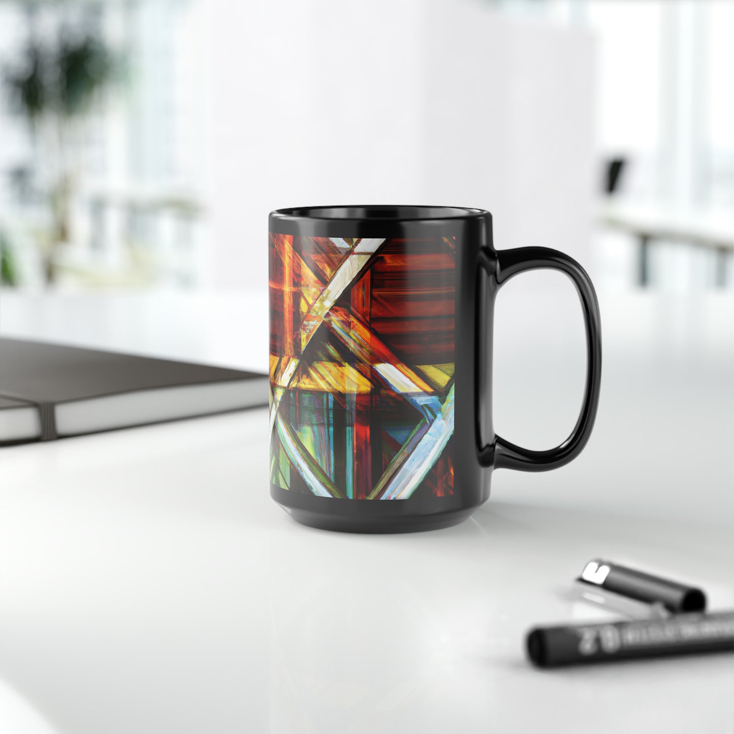 Aurelia Reynolds - Applied Force, Abstractly - Black Ceramic Mug 15oz