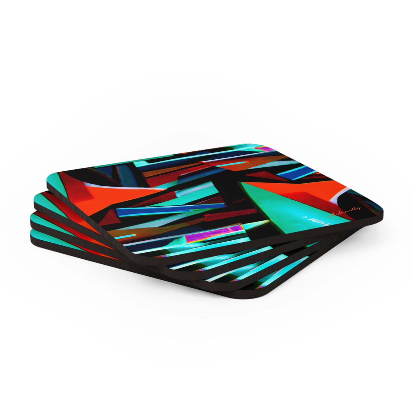 Betty Hawking - Friction Force, Abstractly - Corkwood Coaster Set of 4