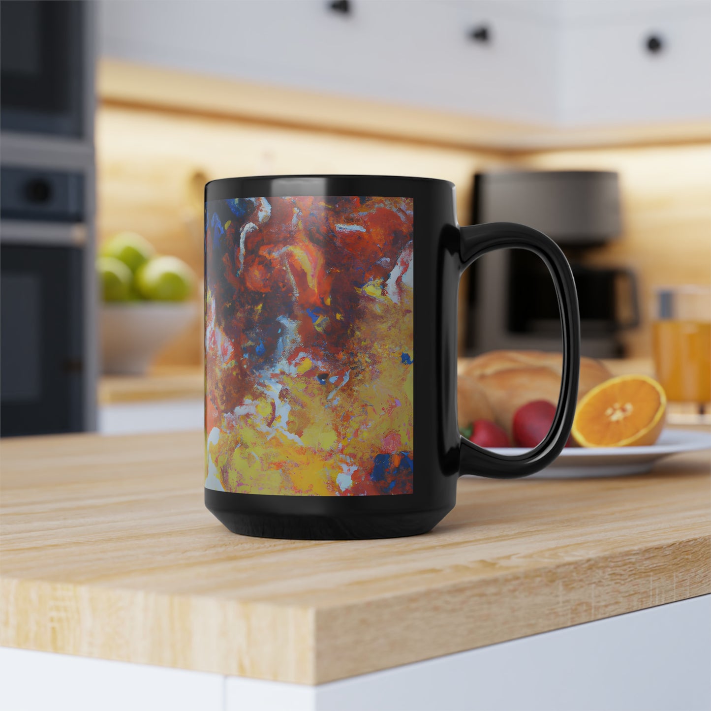 Neumannium Hexanate - Chemistry, Abstractly - Black Ceramic Mug 15oz