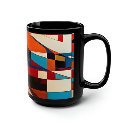 Karen Rosenthal - Applied Force, Abstractly - Black Ceramic Mug 15oz