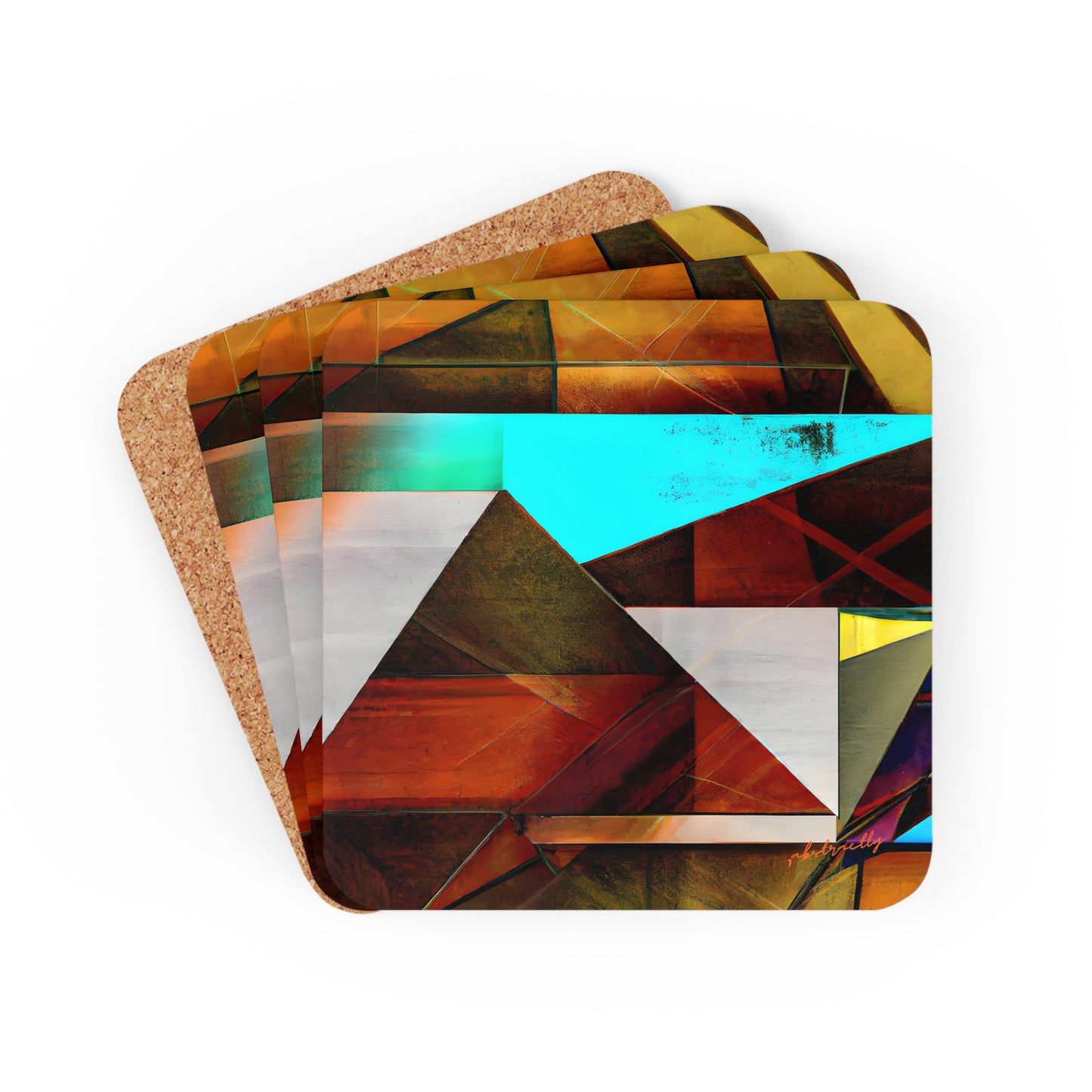 Julian Firth - Friction Force, Abstractly - Corkwood Coaster Set of 4