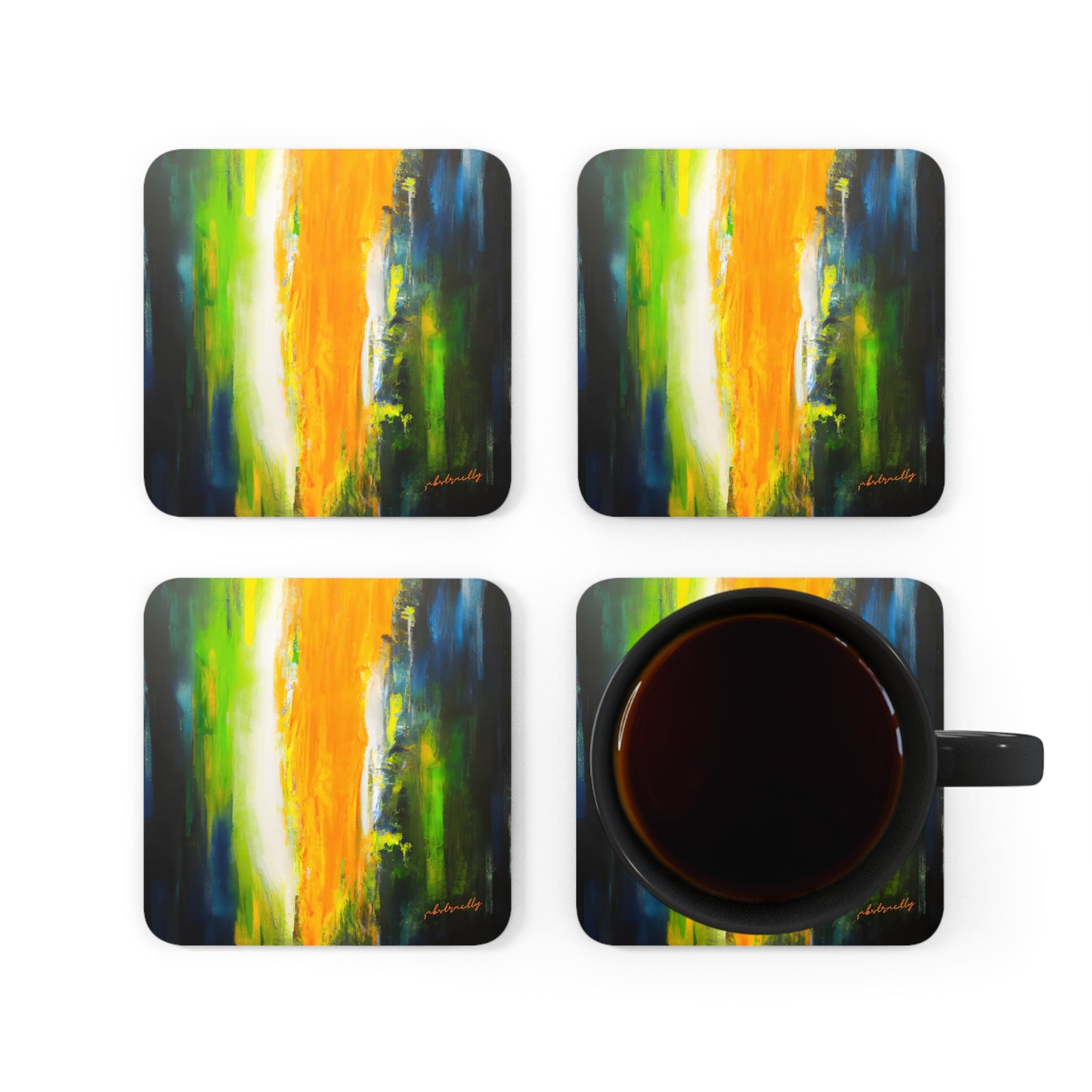 Aetherium Oxide - Fluorine, Abstractly - Corkwood Coaster Set of 4