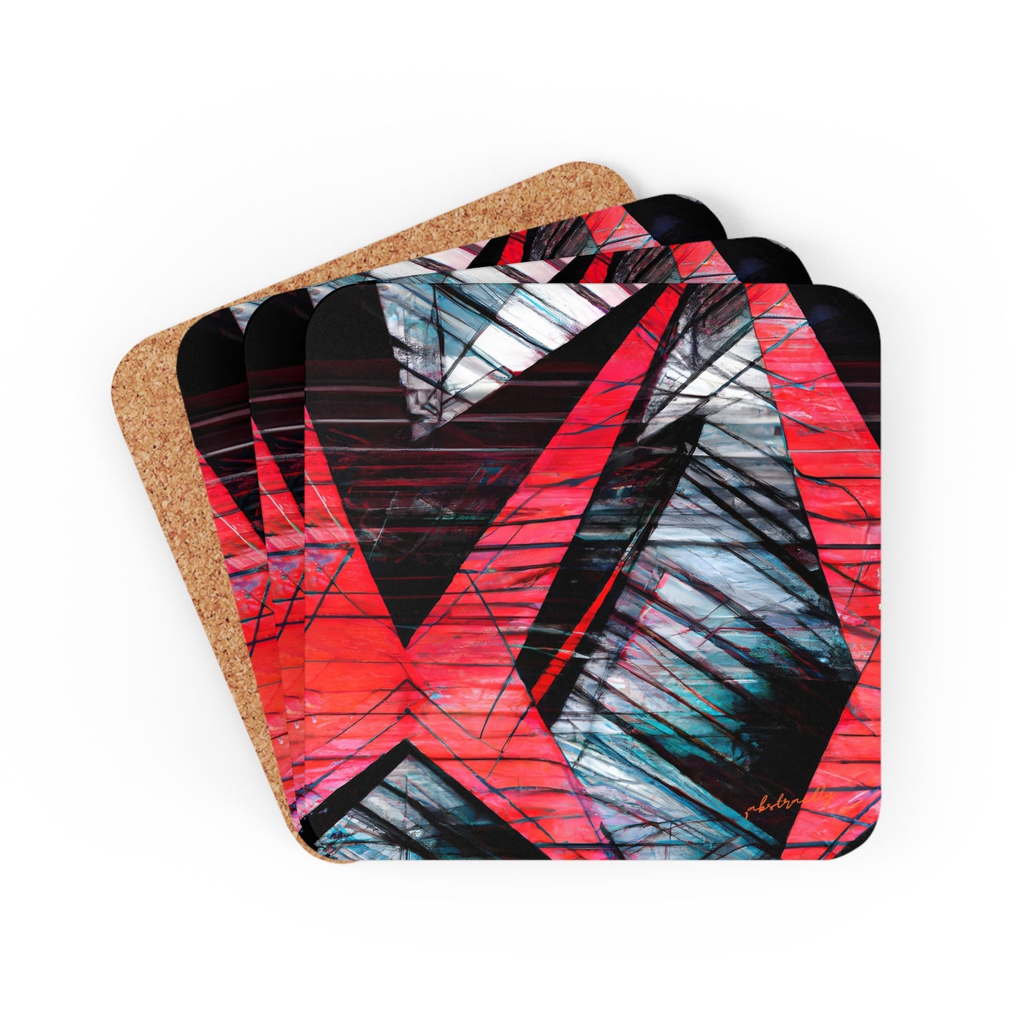 Caroline Burnett - Electric Force, Abstractly - Corkwood Coaster Set of 4