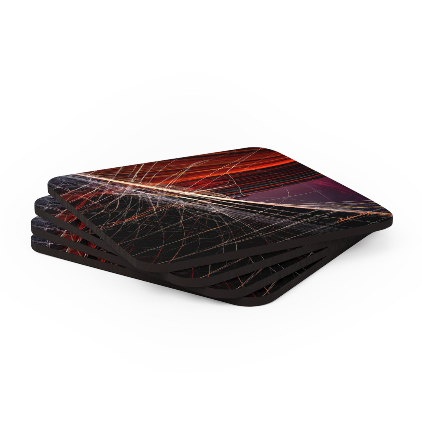 Amelia Sommerfield - Magnetic Force, Abstractly - Corkwood Coaster Set of 4