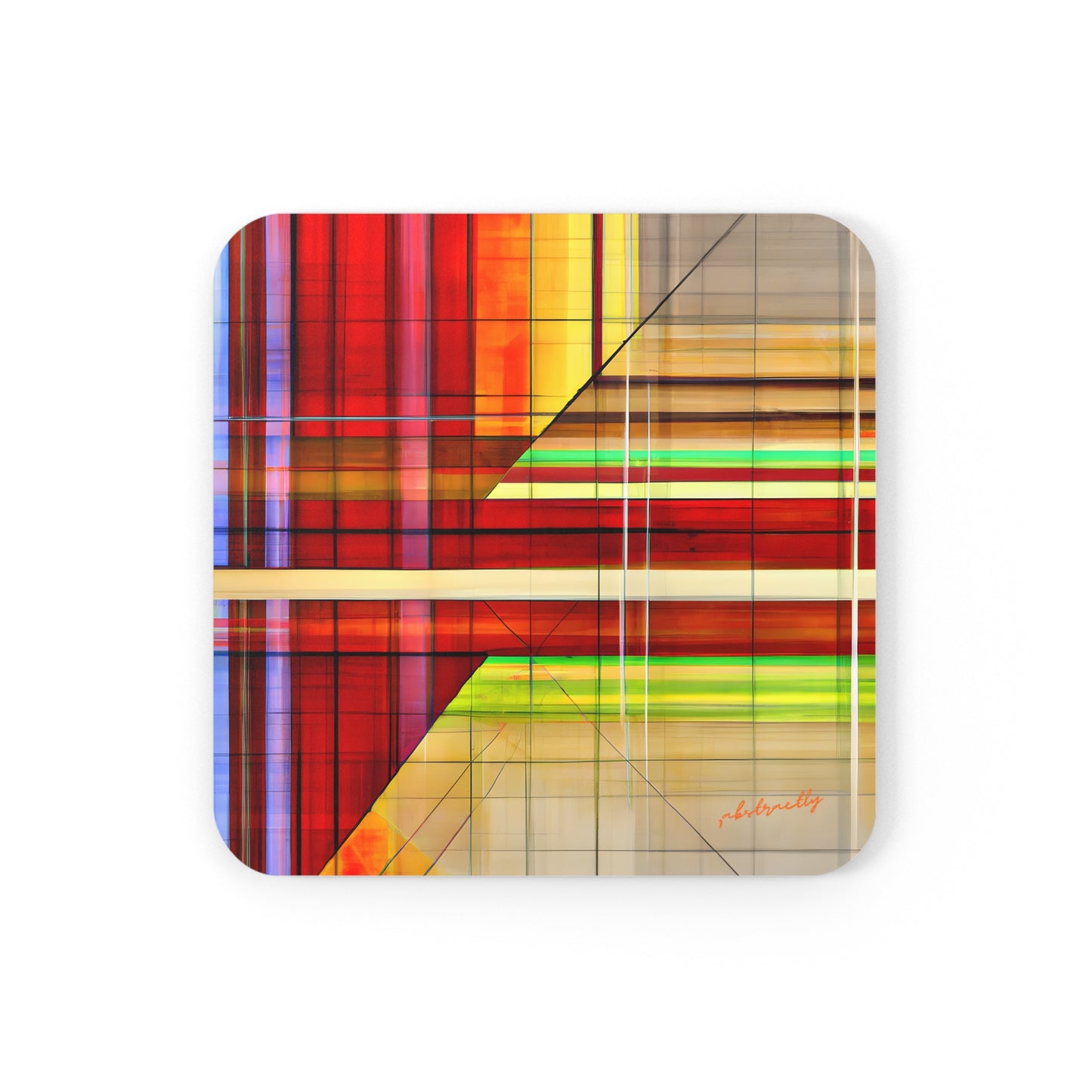 Evelyn Broadmore - Friction Force, Abstractly - Corkwood Coaster Set of 4