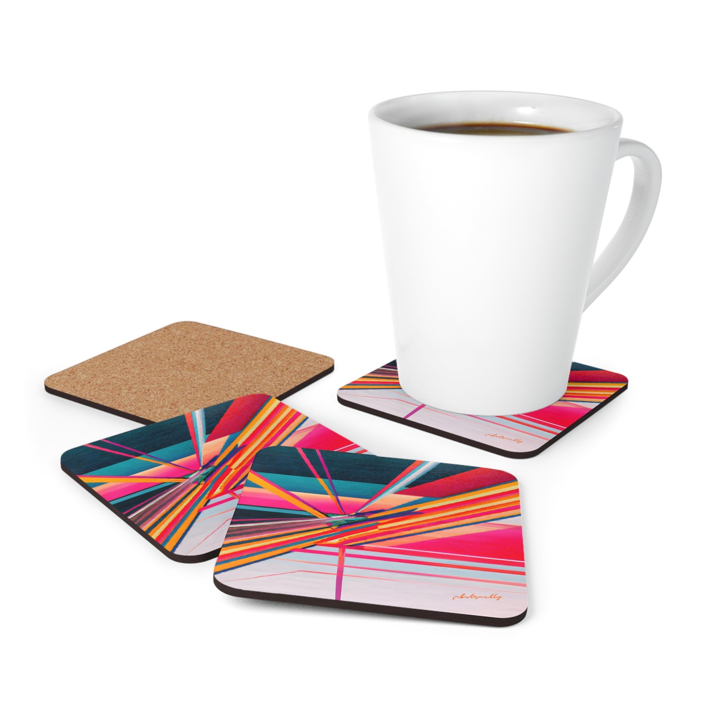 Elizabeth Perkins - Electric Force, Abstractly - Corkwood Coaster Set of 4