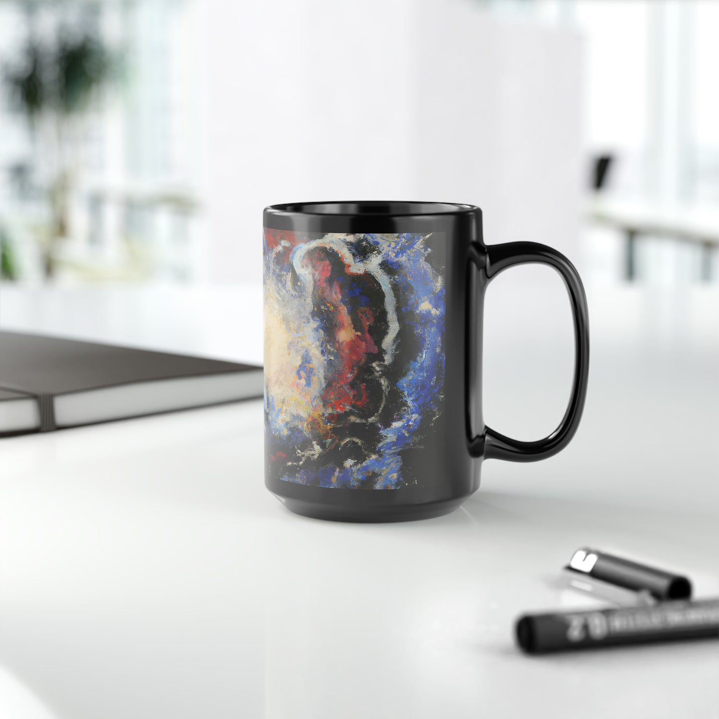 Quantum Fluxite - Chemistry, Abstractly - Black Ceramic Mug 15oz