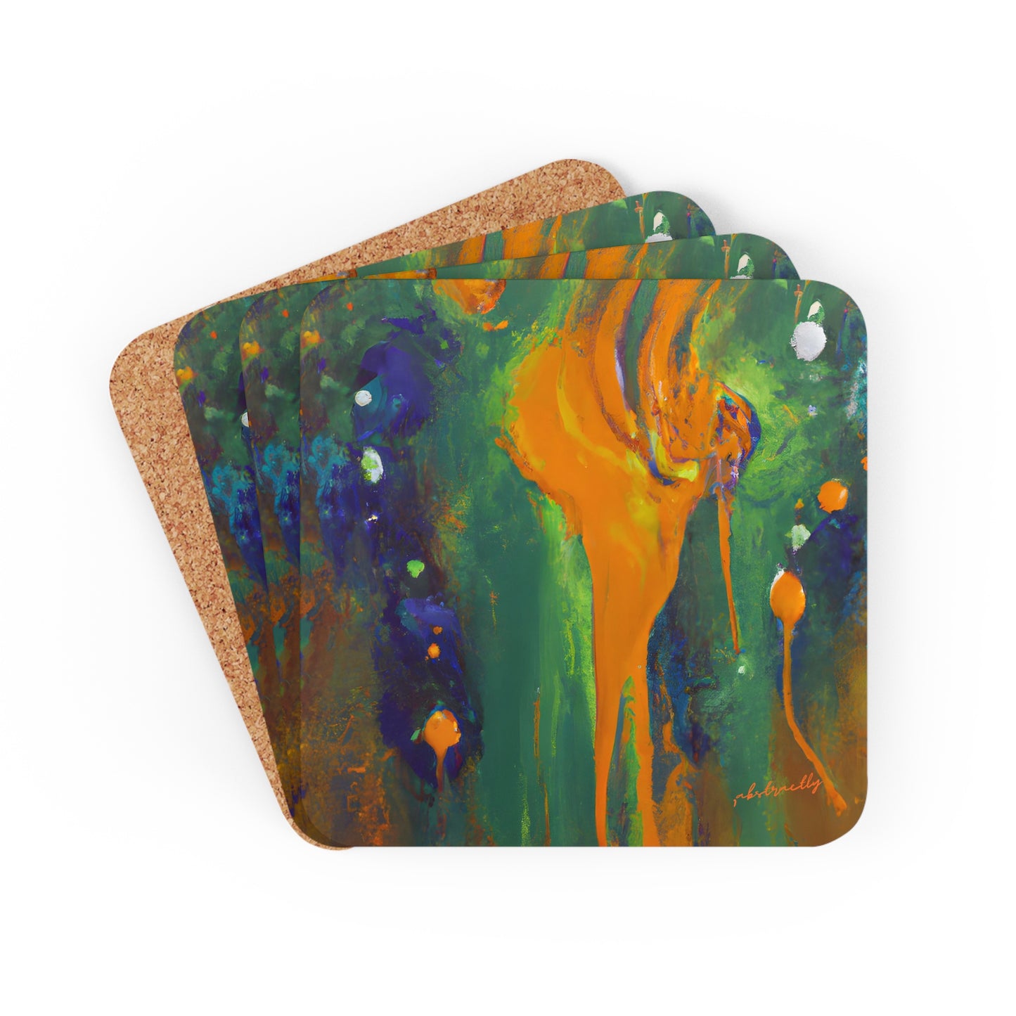 Quantum Sapphire Element - Chemistry, Abstractly - Corkwood Coaster Set of 4