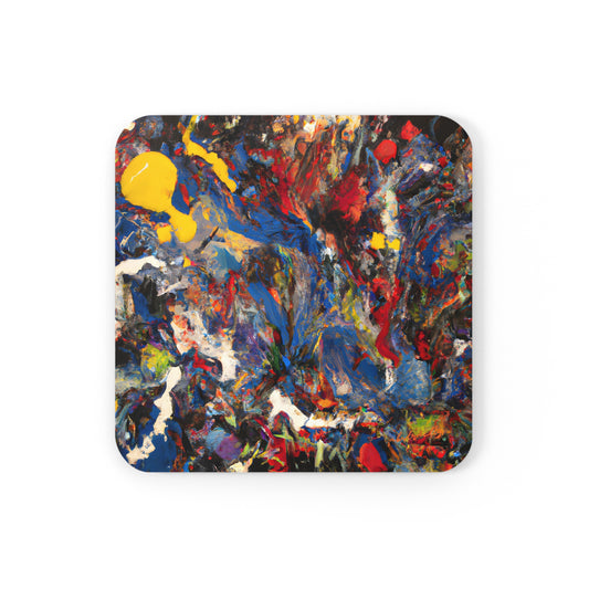 Amber Phosphorus Hexide - Chemistry, Abstractly - Corkwood Coaster Set of 4