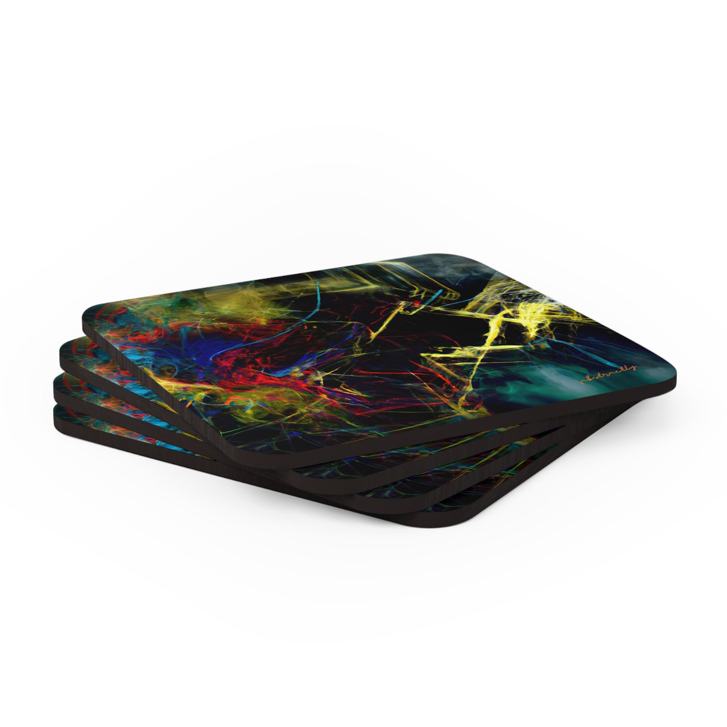 Connie Valdez - Electric Force, Abstractly - Corkwood Coaster Set of 4