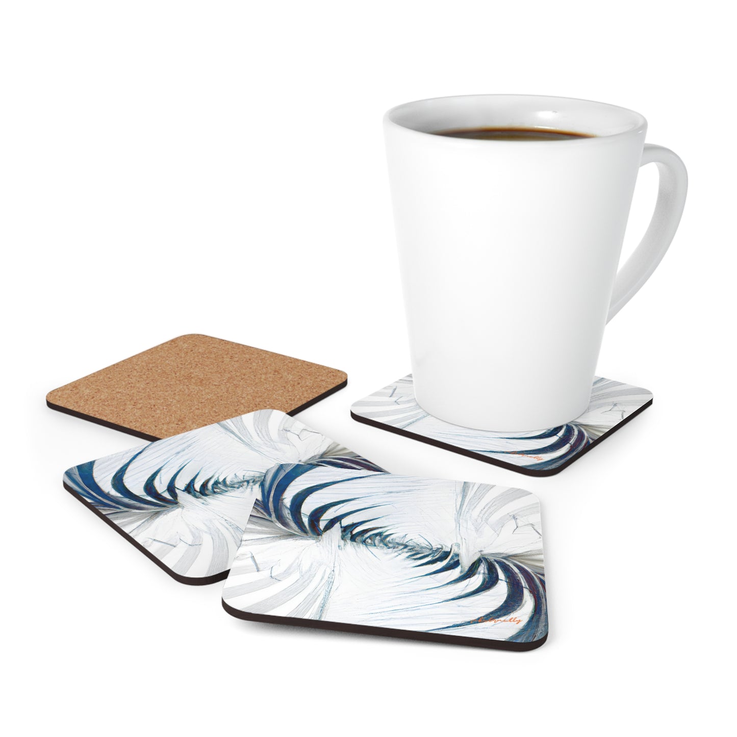 Cassandra Steller - Magnetic Force, Abstractly - Corkwood Coaster Set of 4