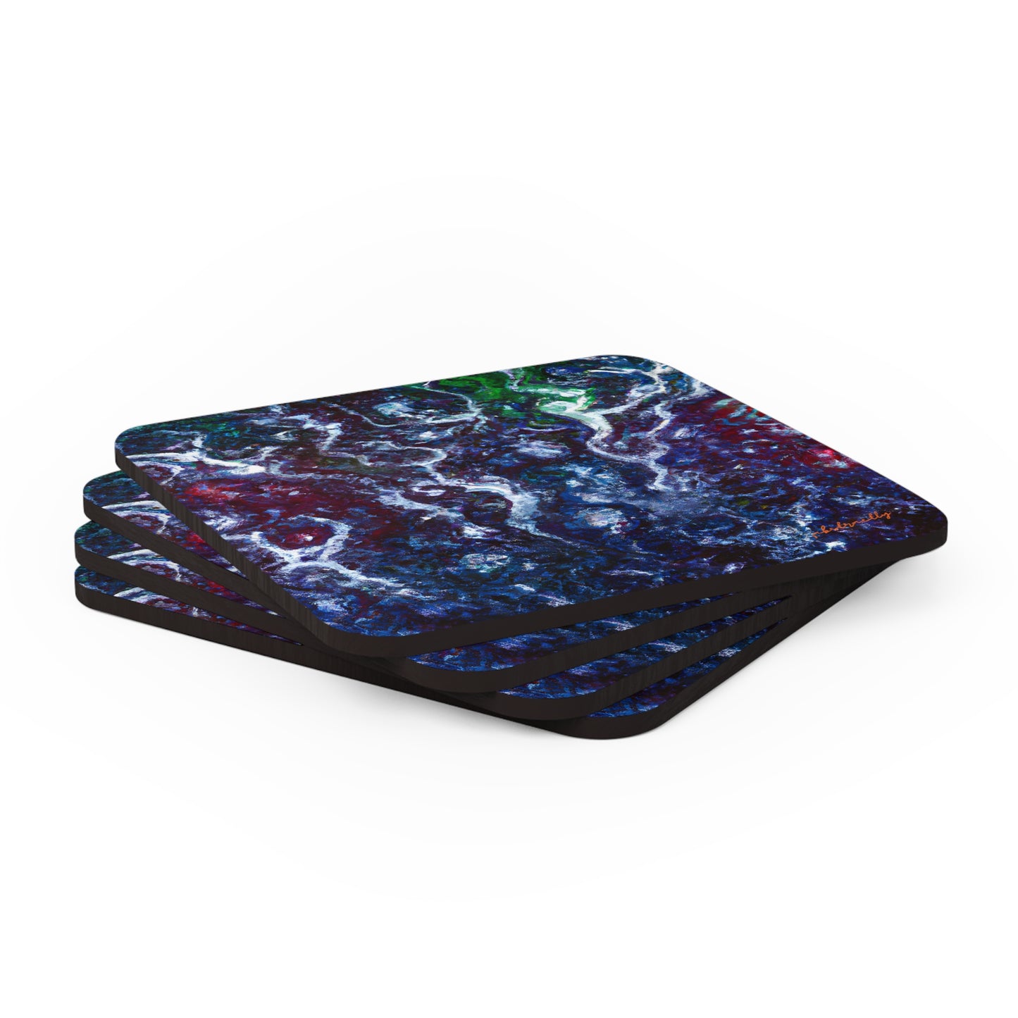 Violet Emission Oxide - Chemistry, Abstractly - Corkwood Coaster Set of 4