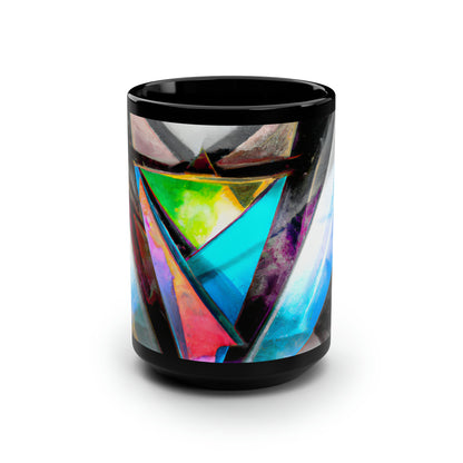 Silvia Pennington - Applied Force, Abstractly - Black Ceramic Mug 15oz