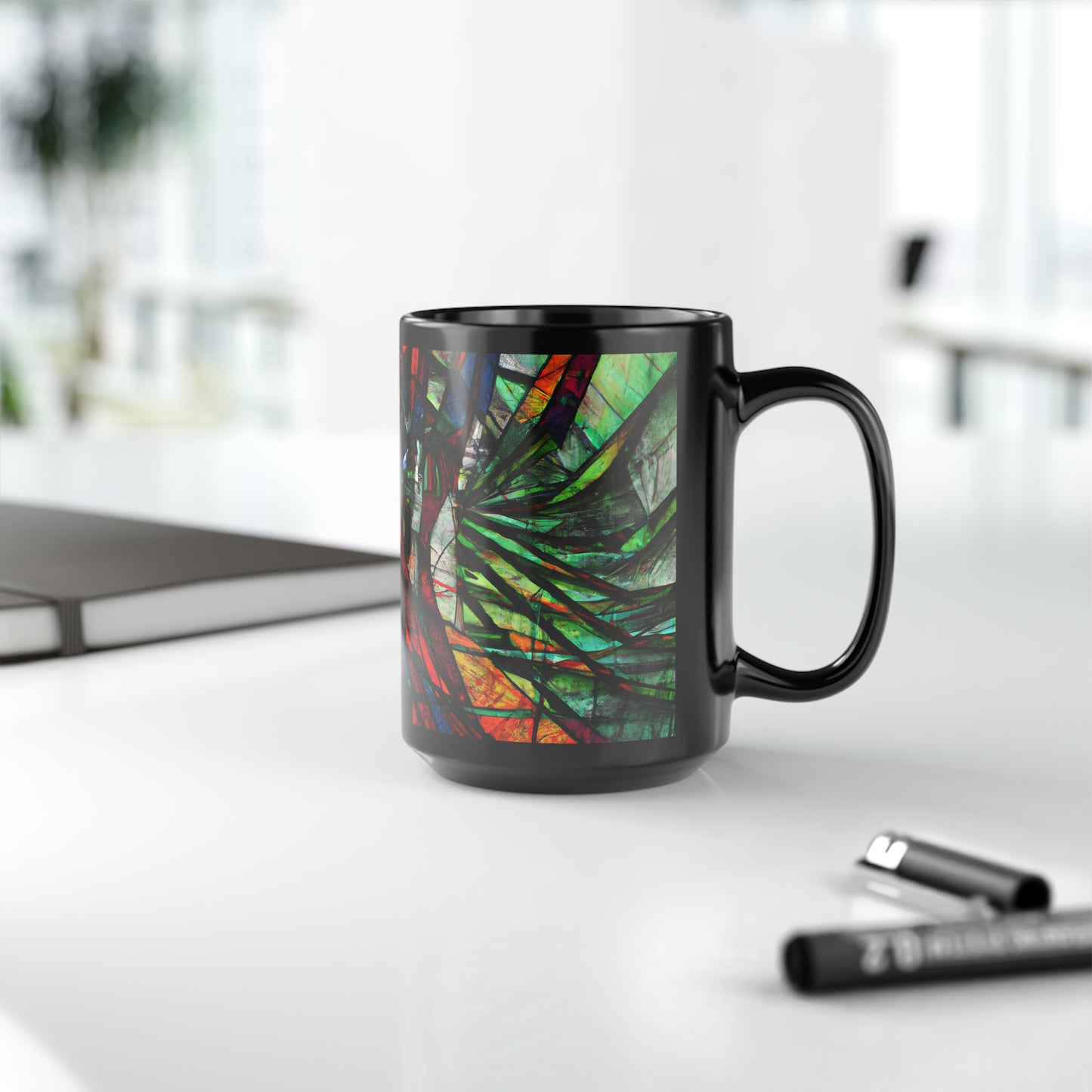 Nora Blythe - Gravity Force, Abstractly - Black Ceramic Mug 15oz