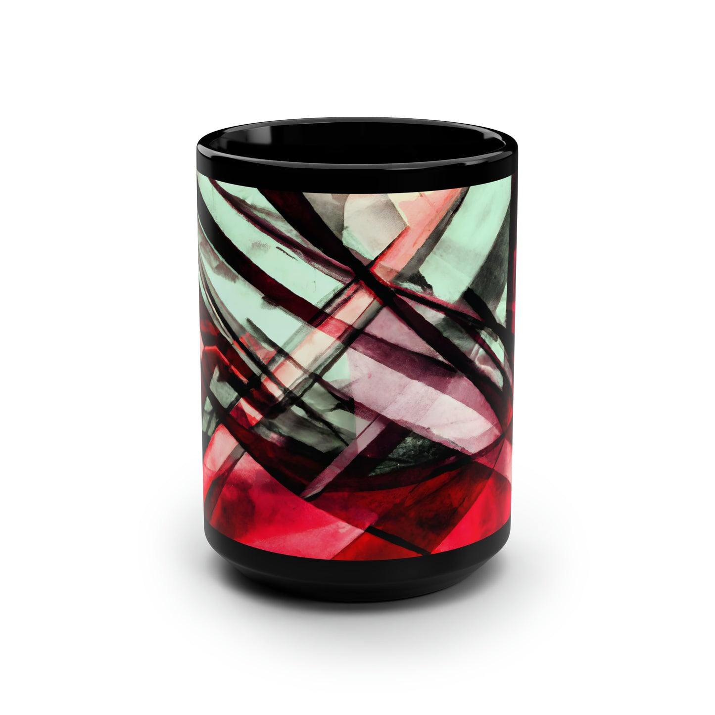 Phyllis Gallagher - Applied Force, Abstractly - Black Ceramic Mug 15oz