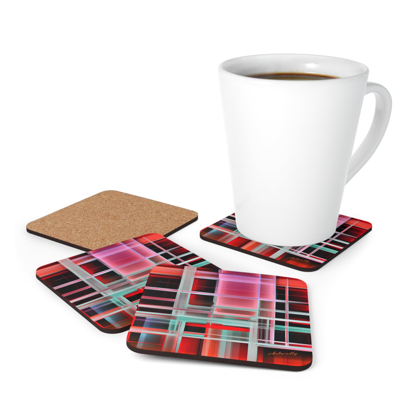 Alexandra Gunderson - Magnetic Force, Abstractly - Corkwood Coaster Set of 4