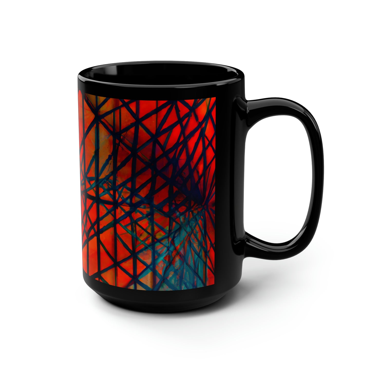 Harold Fitzsimmons - Tension Force, Abstractly - Black Ceramic Mug 15oz