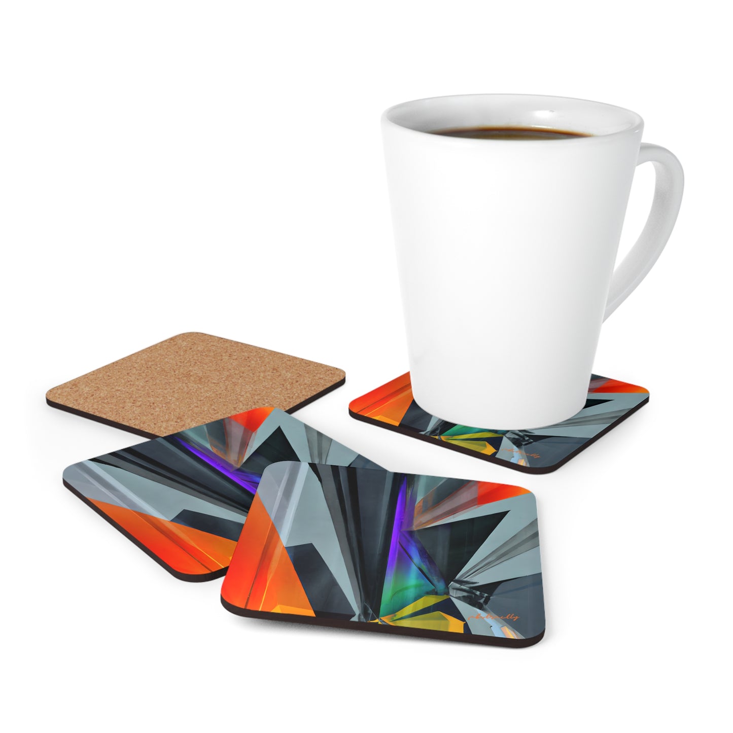 Astrid Hoffmann - Gravity Force, Abstractly - Corkwood Coaster Set of 4