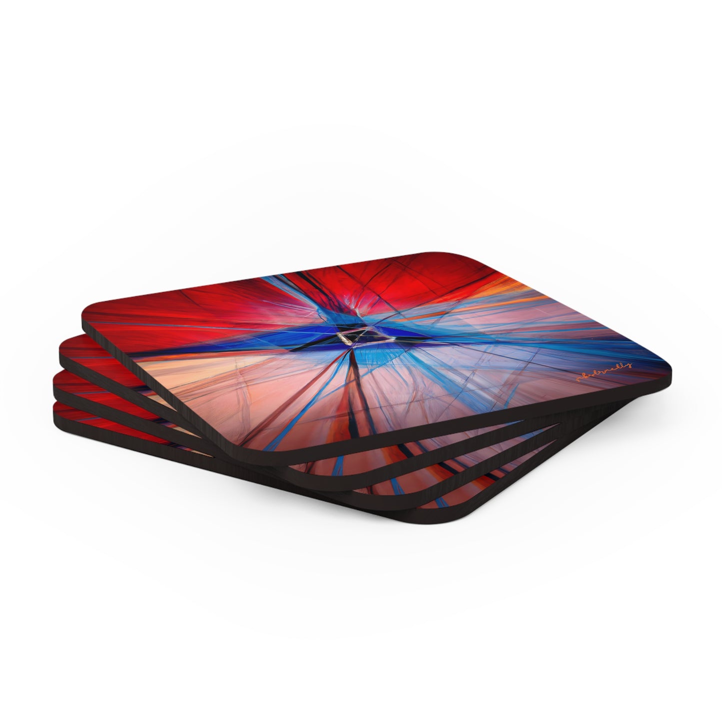 Sylvia Blackburn - Magnetic Force, Abstractly - Corkwood Coaster Set of 4