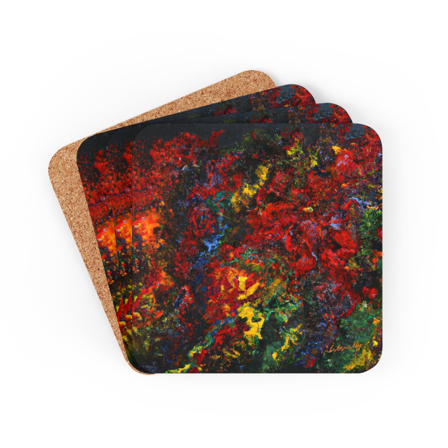 Frostfire Neonium - Chemistry, Abstractly - Corkwood Coaster Set of 4