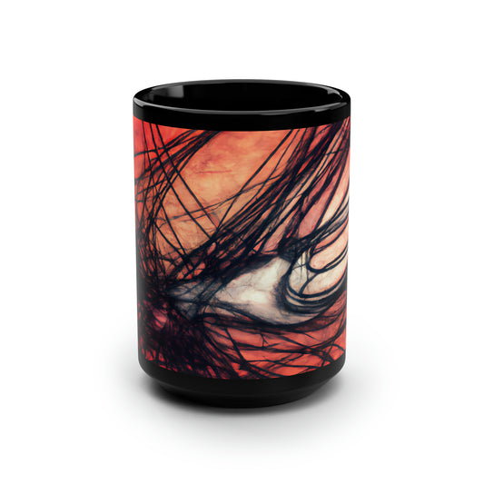 Clarence Buerkett - Electromagnetic Force, Abstractly - Black Ceramic Mug 15oz