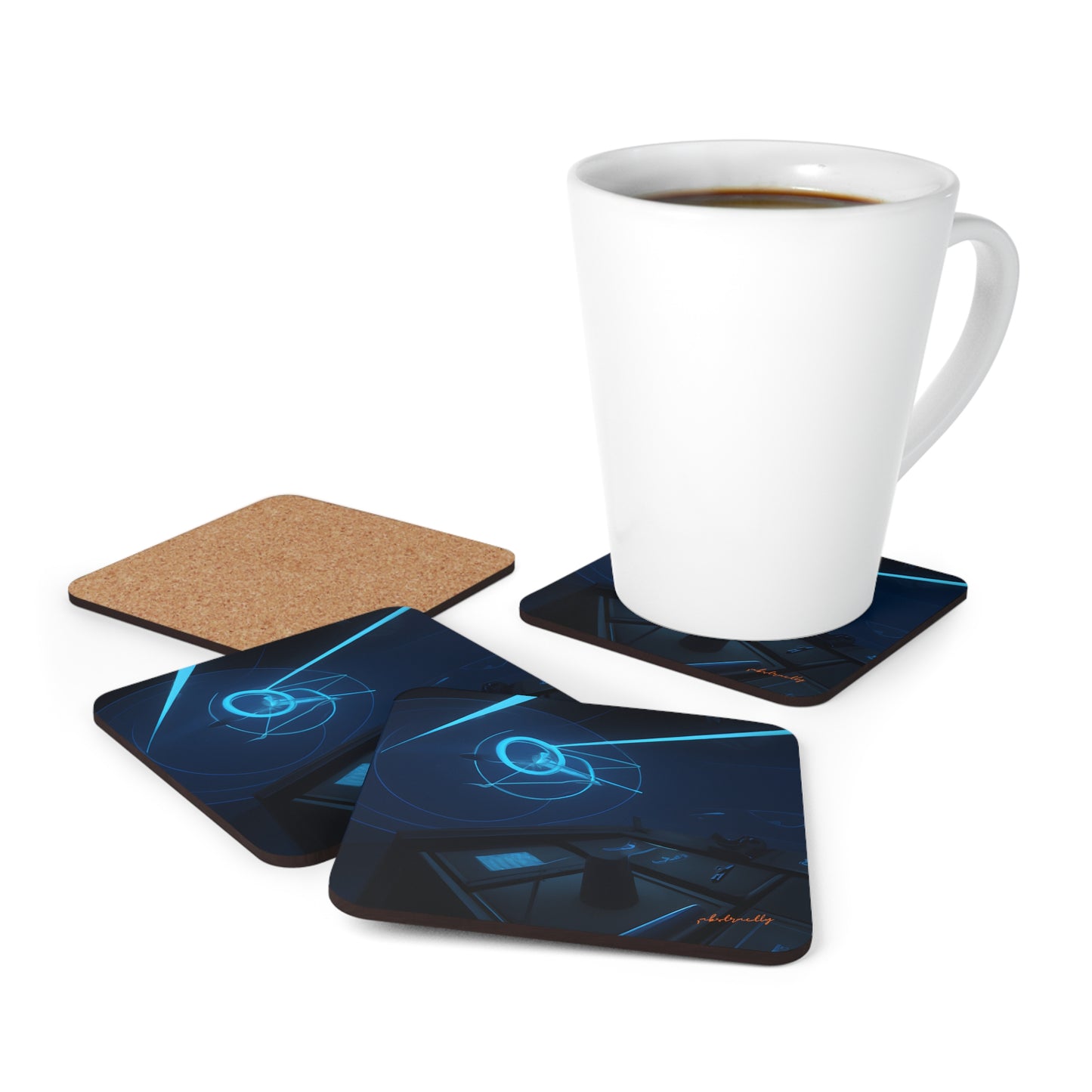 Vanguard Intellect - Debit, Abstractly - Corkwood Coaster Set of 4