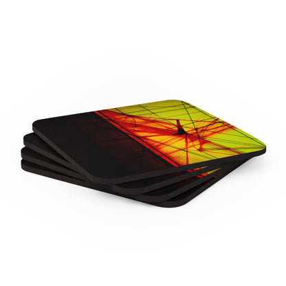 Leonard Sheffield - Magnetic Force, Abstractly - Corkwood Coaster Set of 4