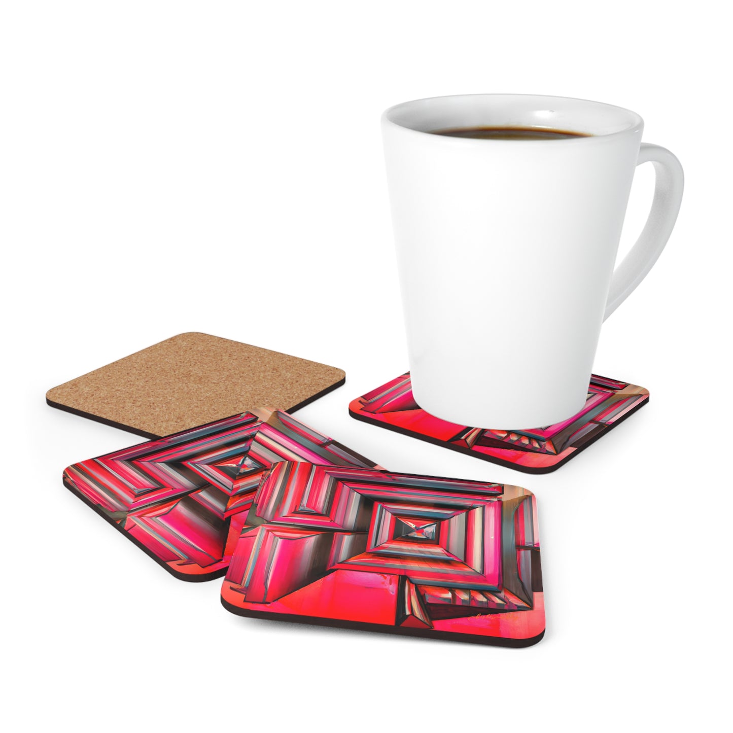 Leon Feldman - Magnetic Force, Abstractly - Corkwood Coaster Set of 4