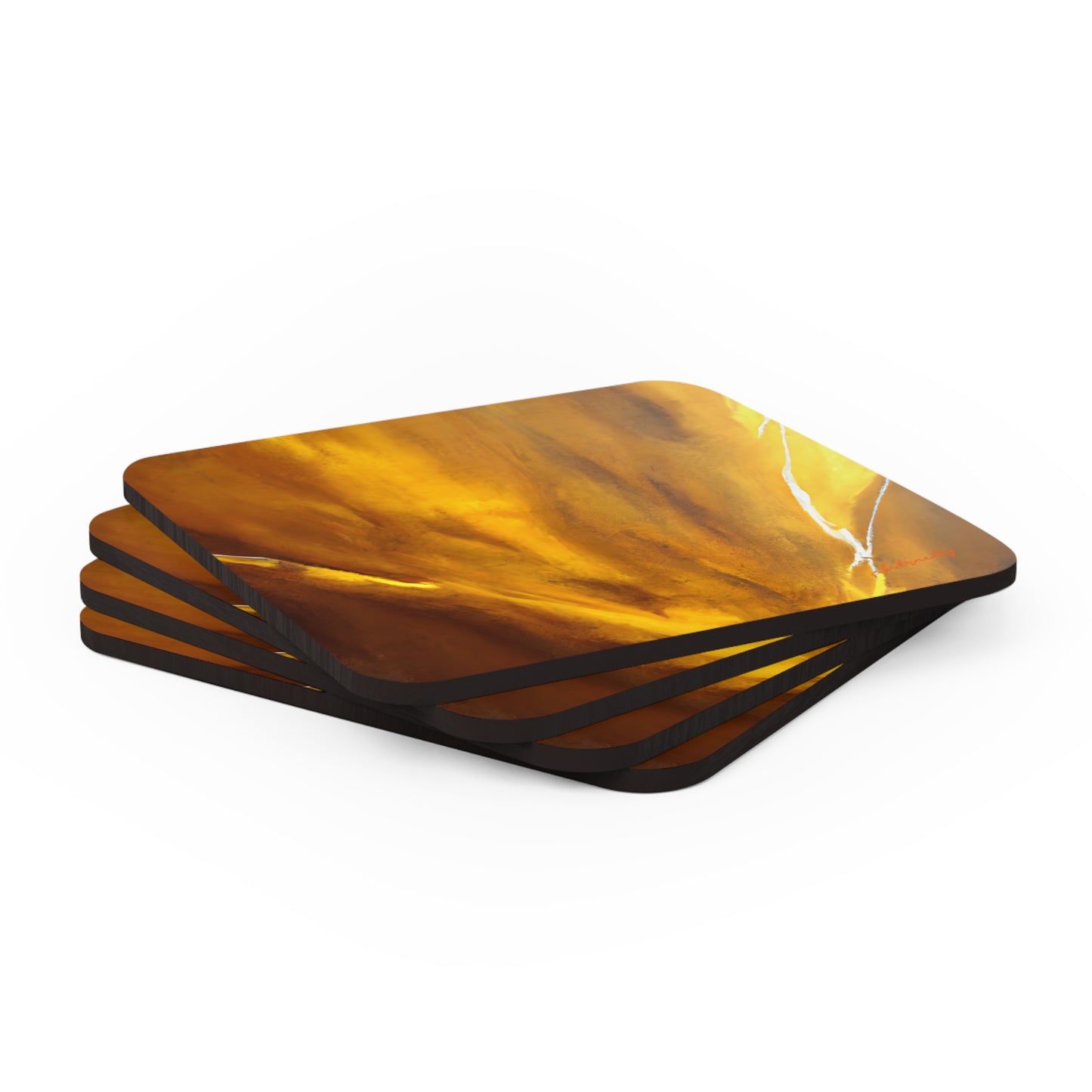 Cybernite Alloy - Titanium, Abstractly - Corkwood Coaster Set of 4