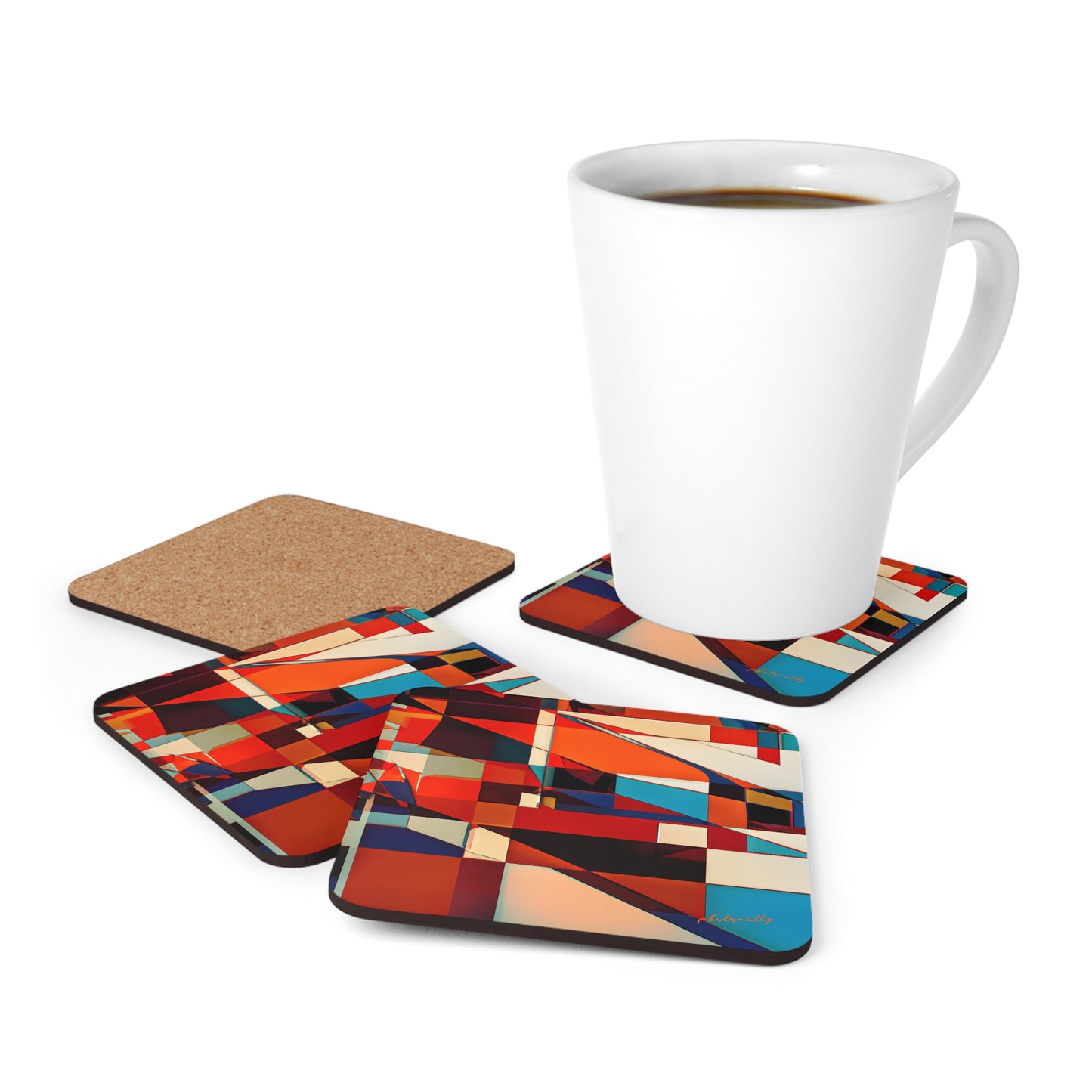 Karen Rosenthal - Applied Force, Abstractly - Corkwood Coaster Set of 4