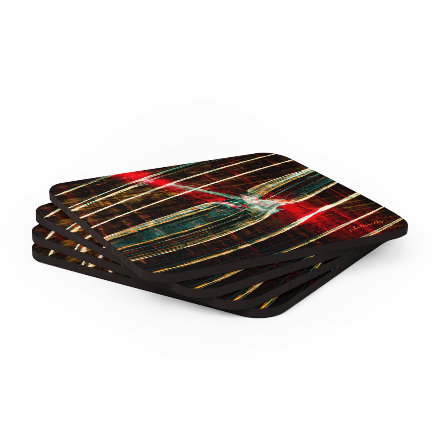 Joyce Lancaster - Electromagnetic Force, Abstractly - Corkwood Coaster Set of 4