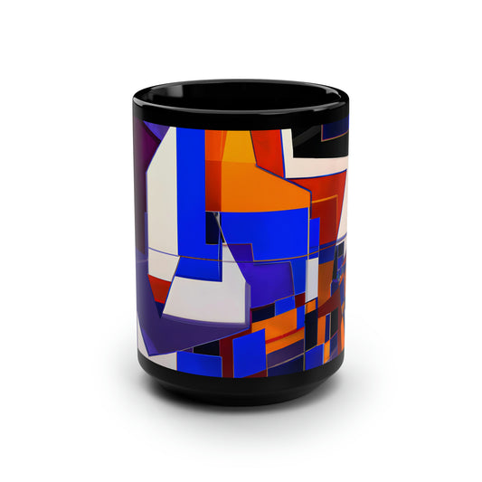 Margot Chamberlain - Friction Force, Abstractly - Black Ceramic Mug 15oz