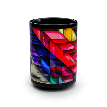 Ruth Rosenfield - Applied Force, Abstractly - Black Ceramic Mug 15oz