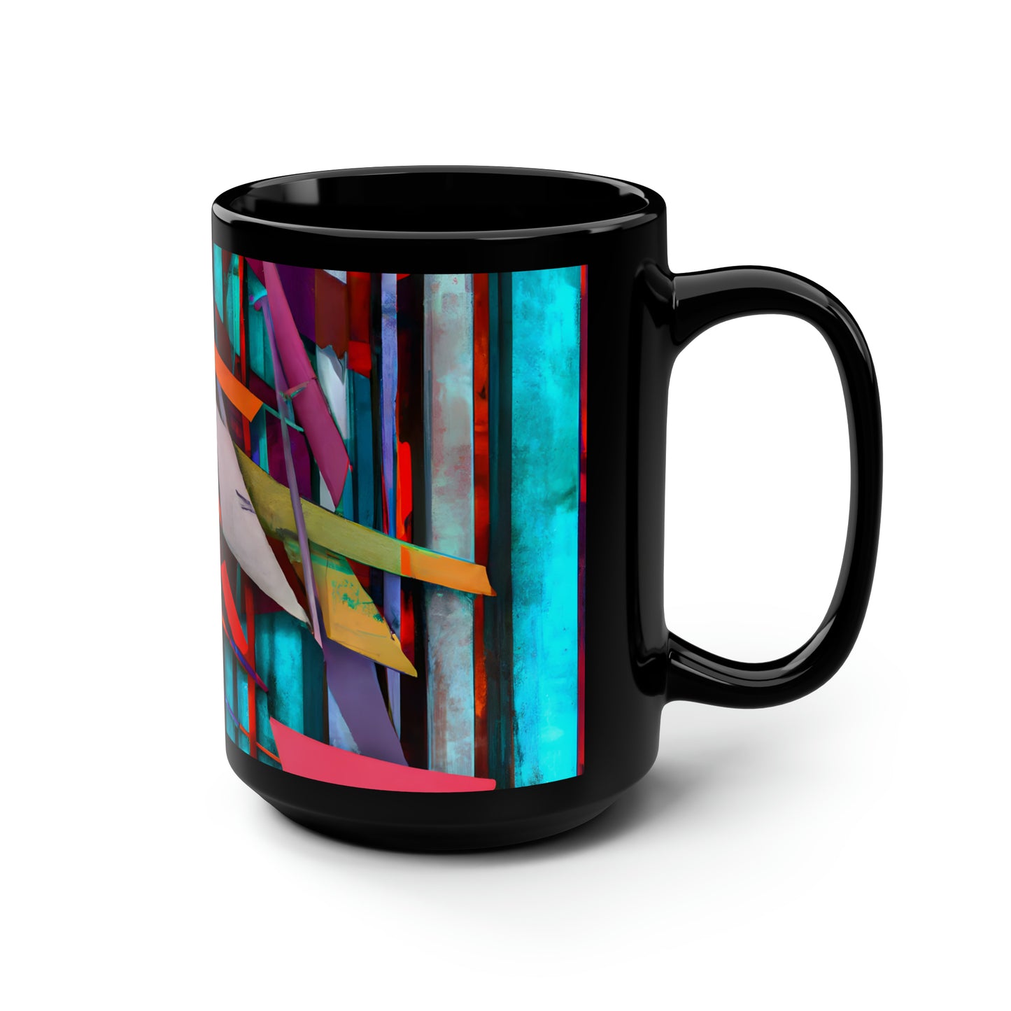 Iris Leonard - Electric Force, Abstractly - Black Ceramic Mug 15oz