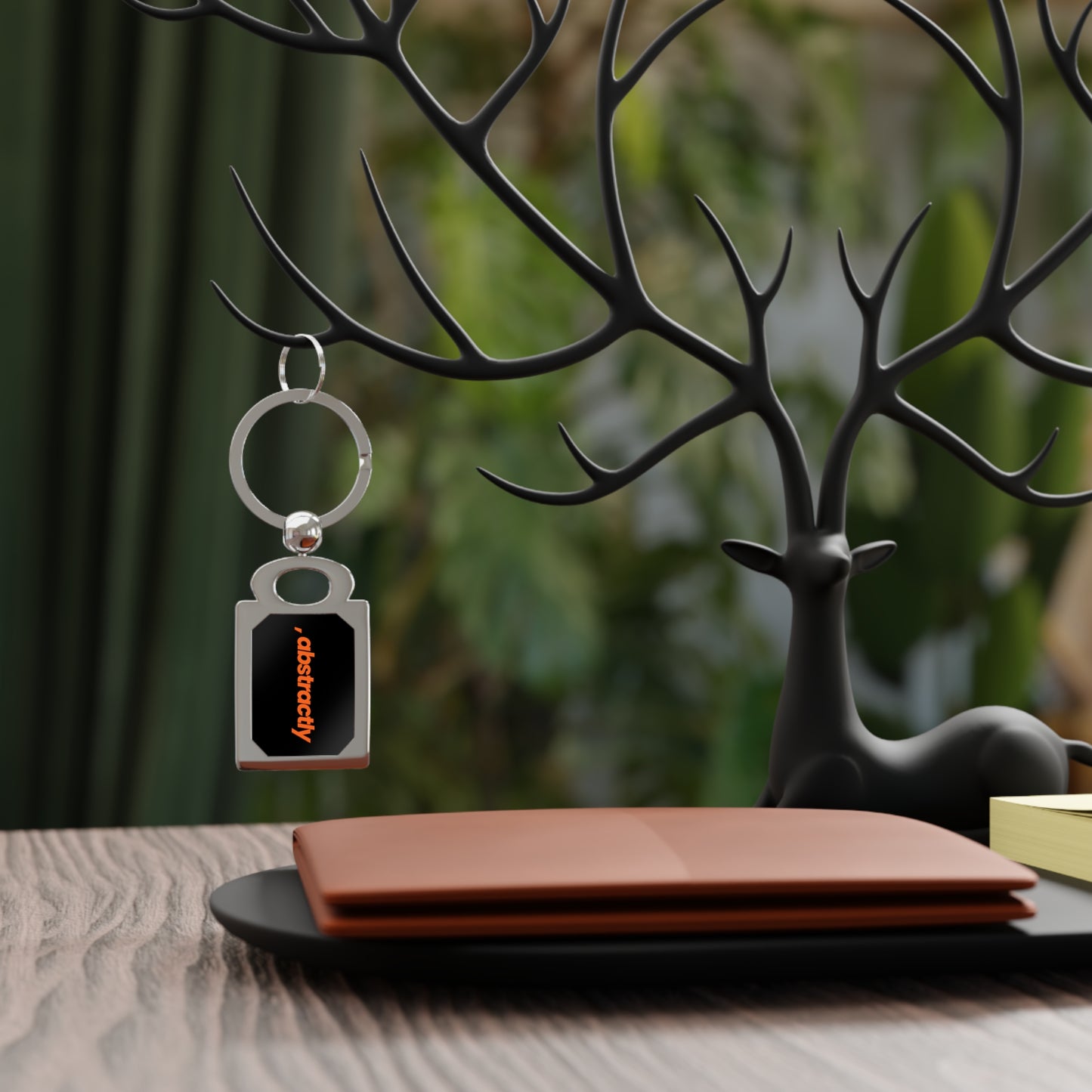 [, abstractly] Orange-on-Black - Key Chain