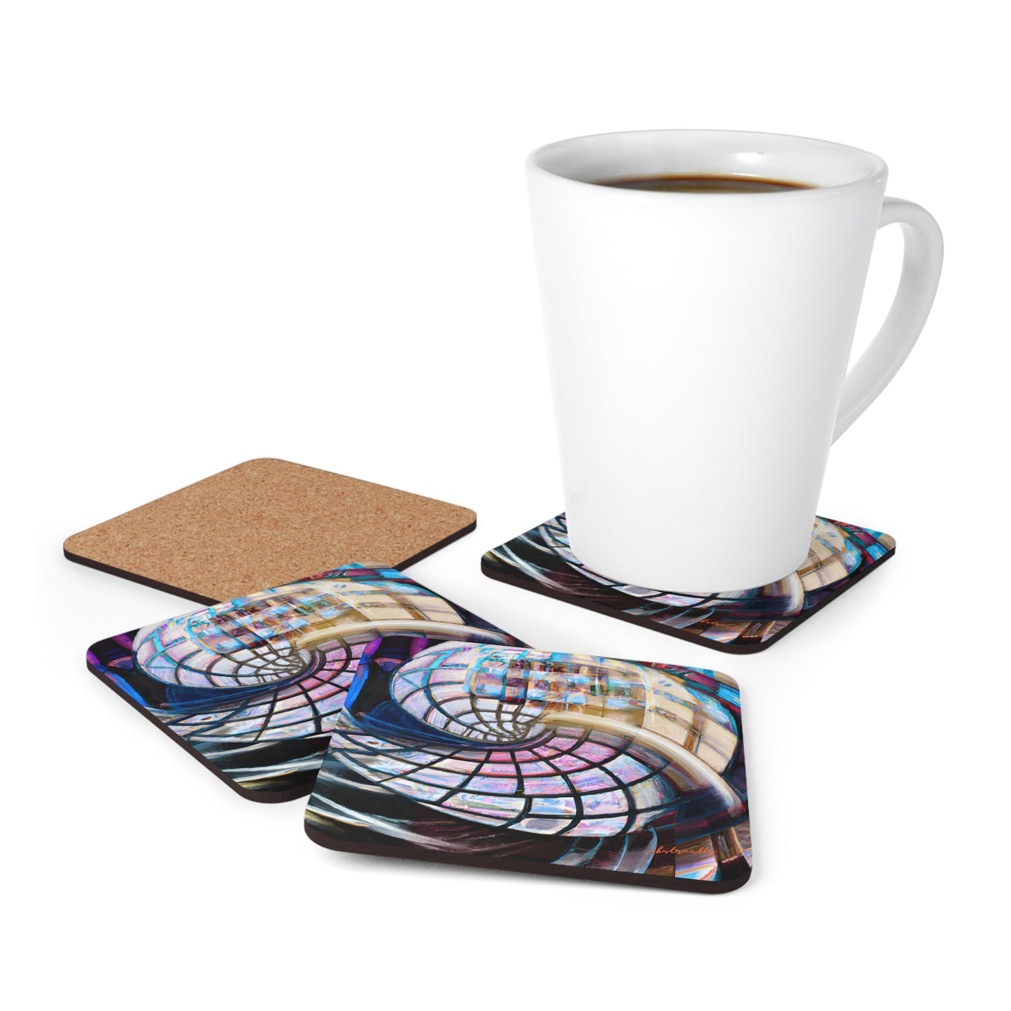 Margaret Haversham - Gravity Force, Abstractly - Corkwood Coaster Set of 4