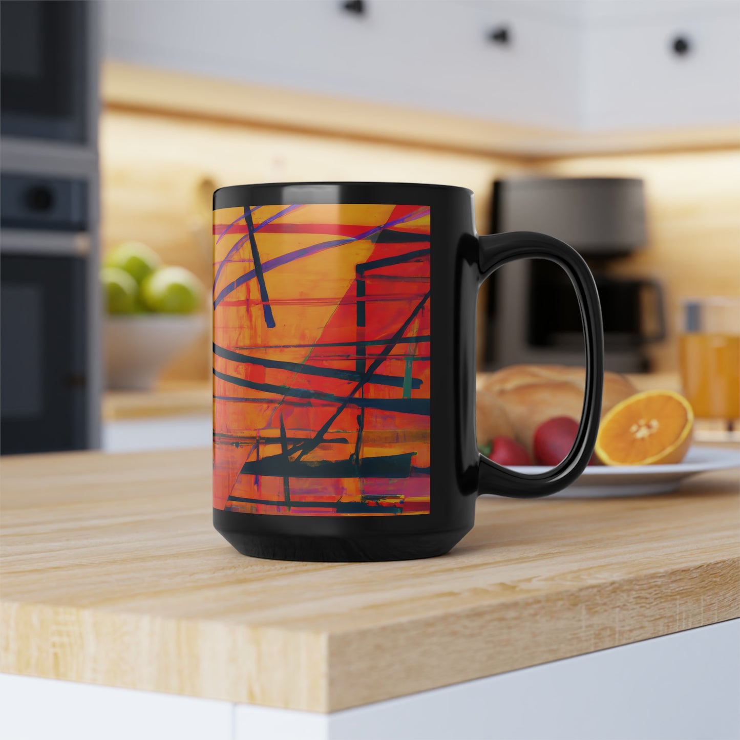 Alice Feldman - Electric Force, Abstractly - Black Ceramic Mug 15oz