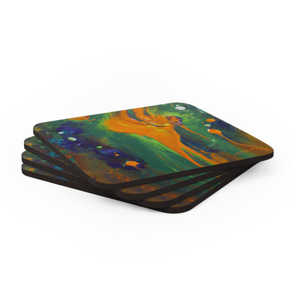 Quantum Sapphire Element - Chemistry, Abstractly - Corkwood Coaster Set of 4