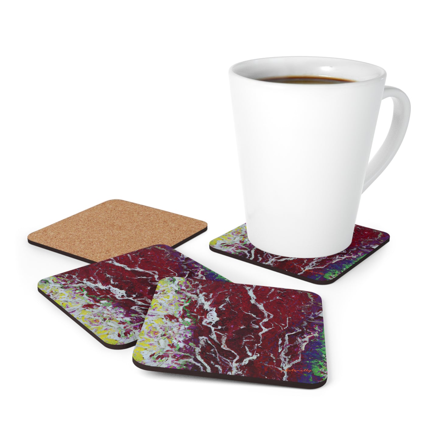 Azure Linxium - Chemistry, Abstractly - Corkwood Coaster Set of 4