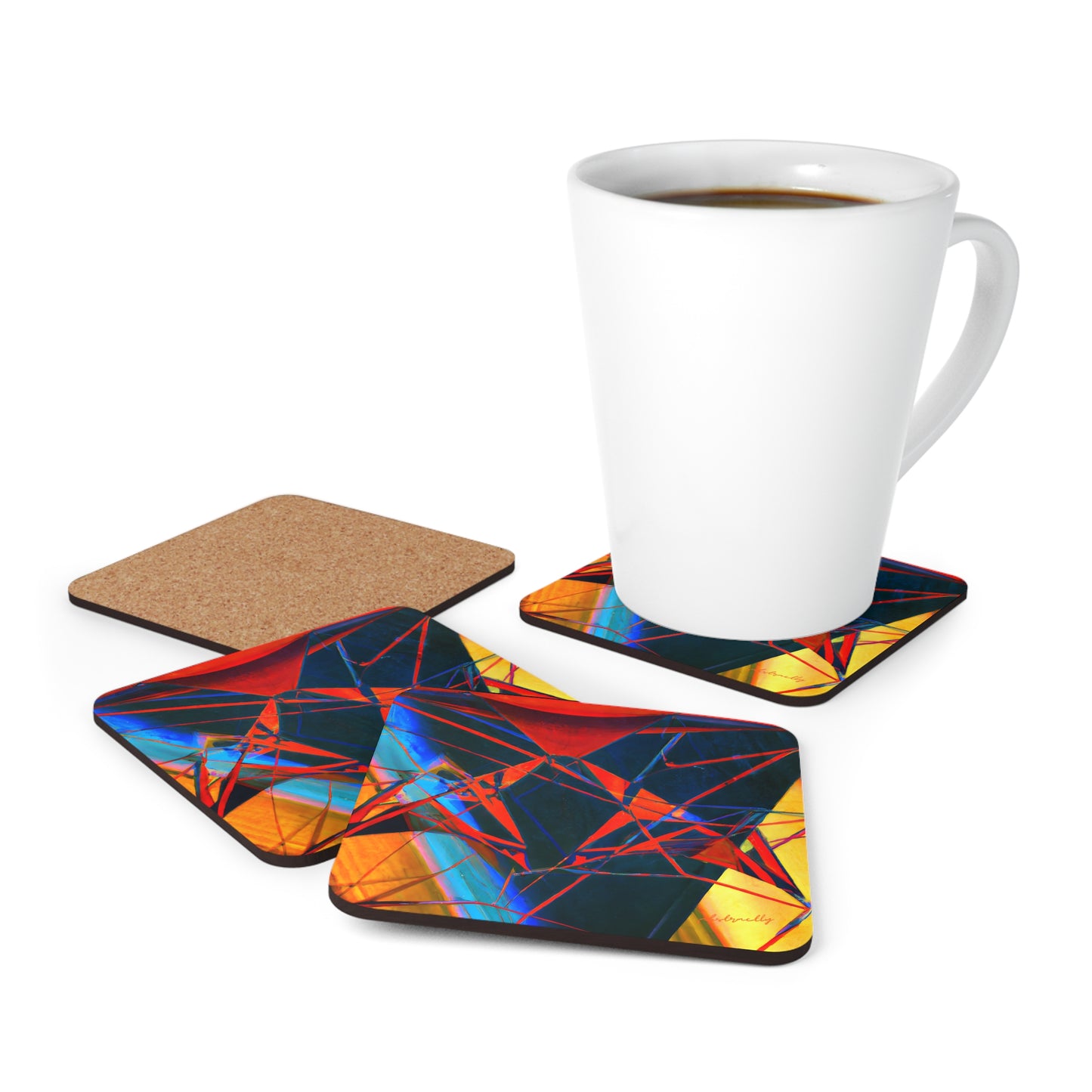 Victoria Bennet - Magnetic Force, Abstractly - Corkwood Coaster Set of 4