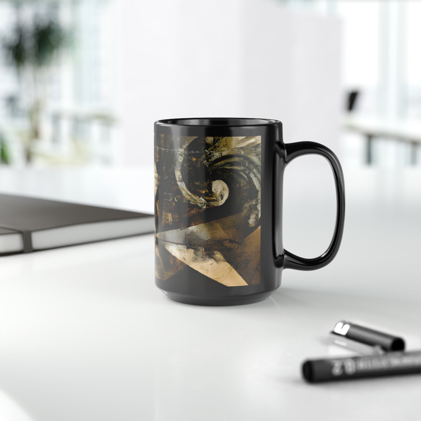 Amelia Barrington - Applied Force, Abstractly - Black Ceramic Mug 15oz